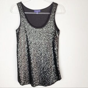 Vivienne Tam Silver Grey Sequin Tank Top Scoop Neck  XS